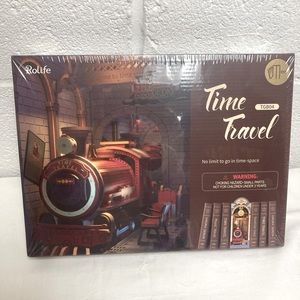 Rolife 3D DIY Time Travel Train Book Nook Wooden Lighted Bookend Robotime